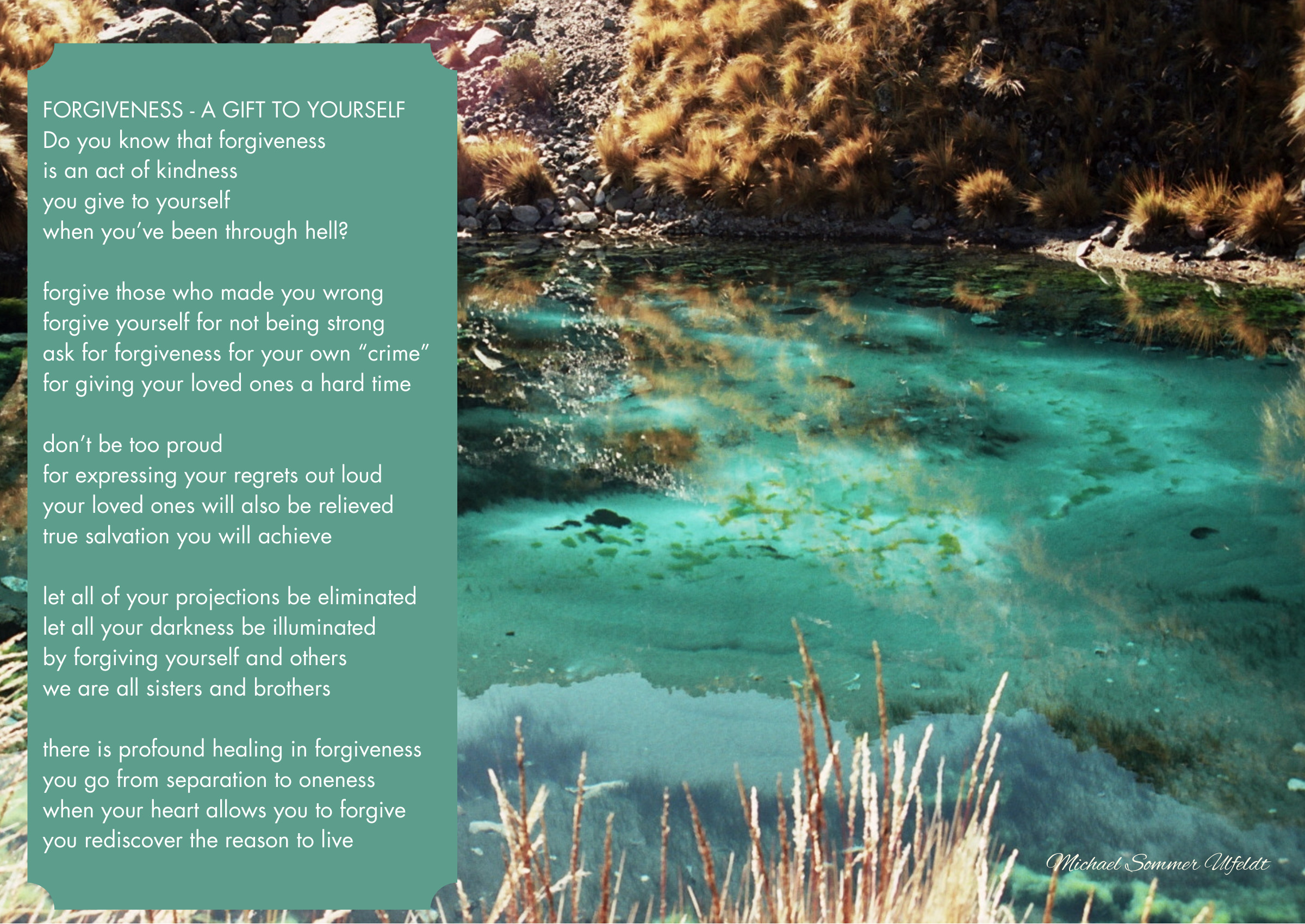 Forgiveness – a Gift to Yourself — Clear turquoise water and a poem about forgiveness as a gift to yourself and others.